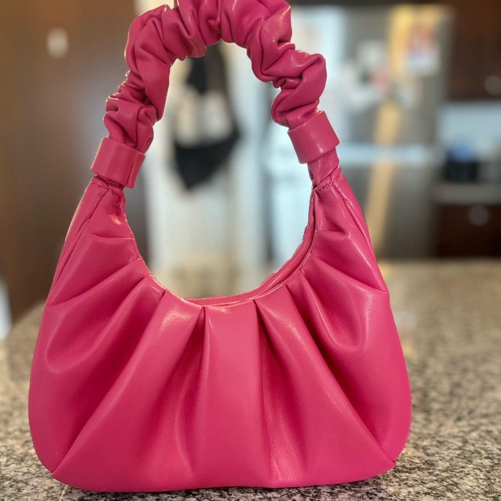 Mini Pink Ruched Handle Shoulder Bag